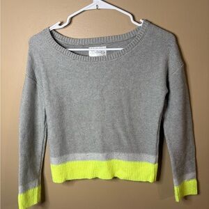 Justice Gray Sweater with Neon Yellow Trim
